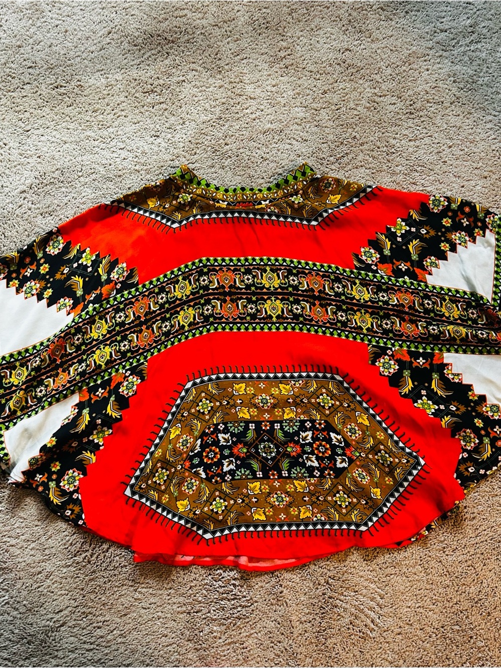 FARM Rio Red Multicolor Asymmetrical Boho Skirt